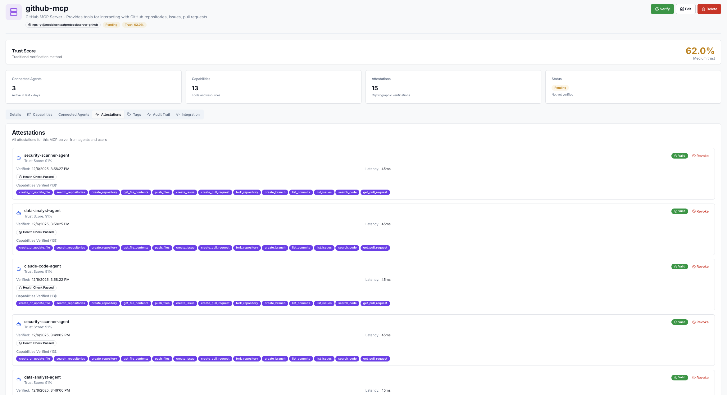 MCP Server Attestations - Cryptographic verification of MCP servers with public key management